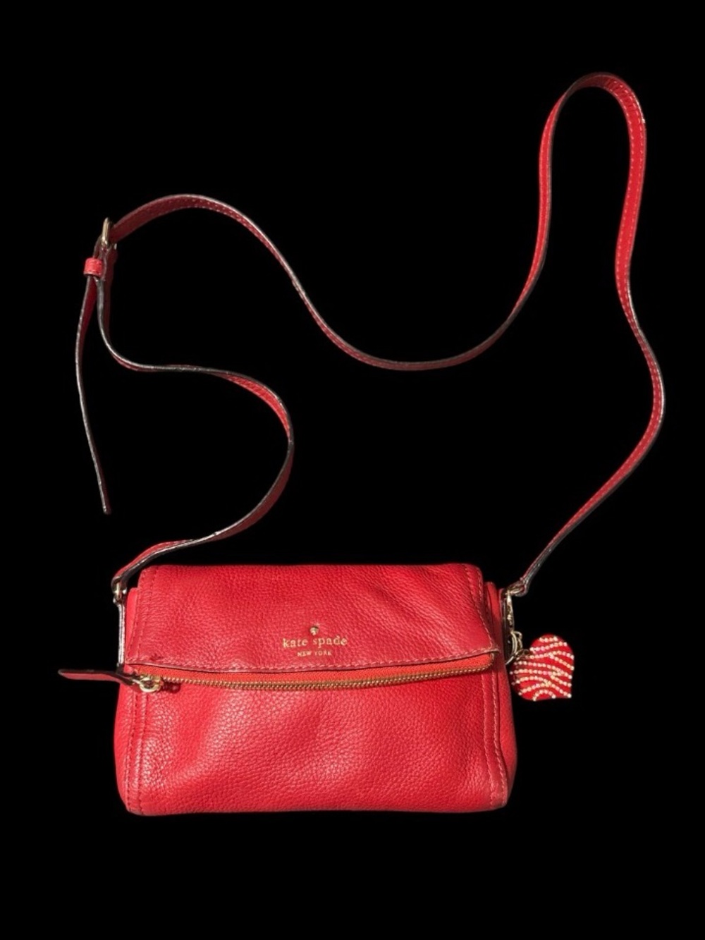 Kate Spade Cobble Hill Mini Carson Crossbody Cherry Red W/ BlackWhite Interior